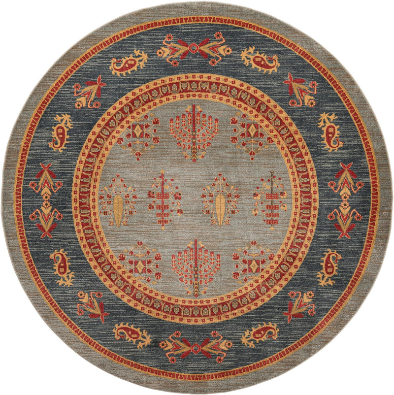 Zagros Oasis Collection Area Rug - Dalahu Round Light Blue lifestyle 17