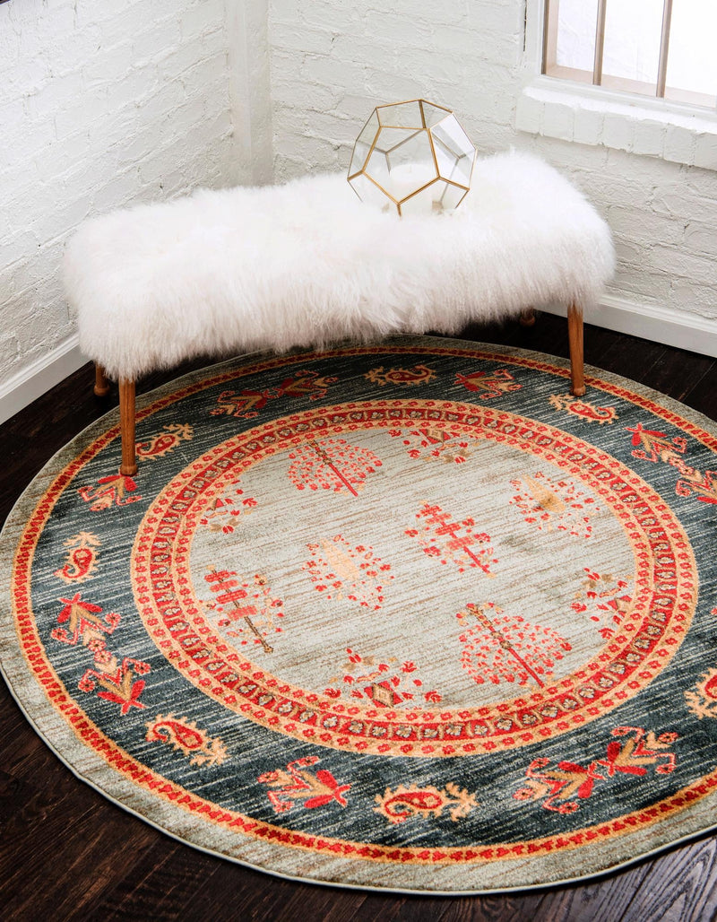 Zagros Oasis Collection Area Rug - Dalahu Round Light Blue lifestyle 26