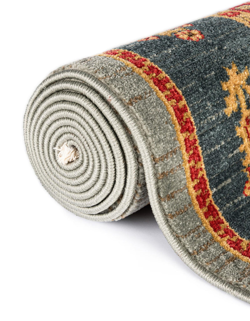 Zagros Oasis Collection Area Rug - Dalahu Round Light Blue lifestyle 54