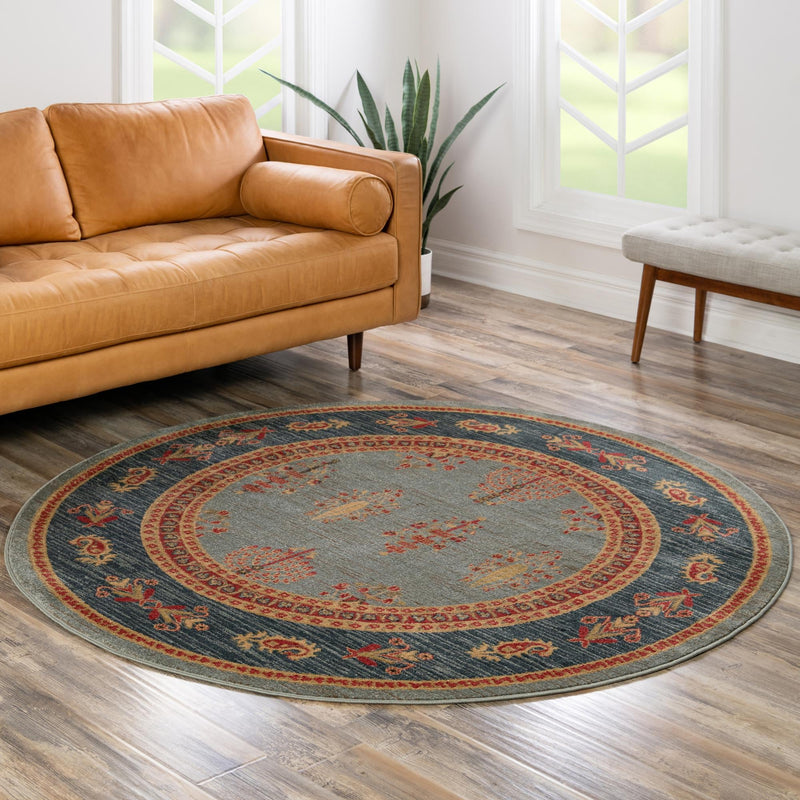 Zagros Oasis Collection Area Rug - Dalahu Round Light Blue lifestyle 67