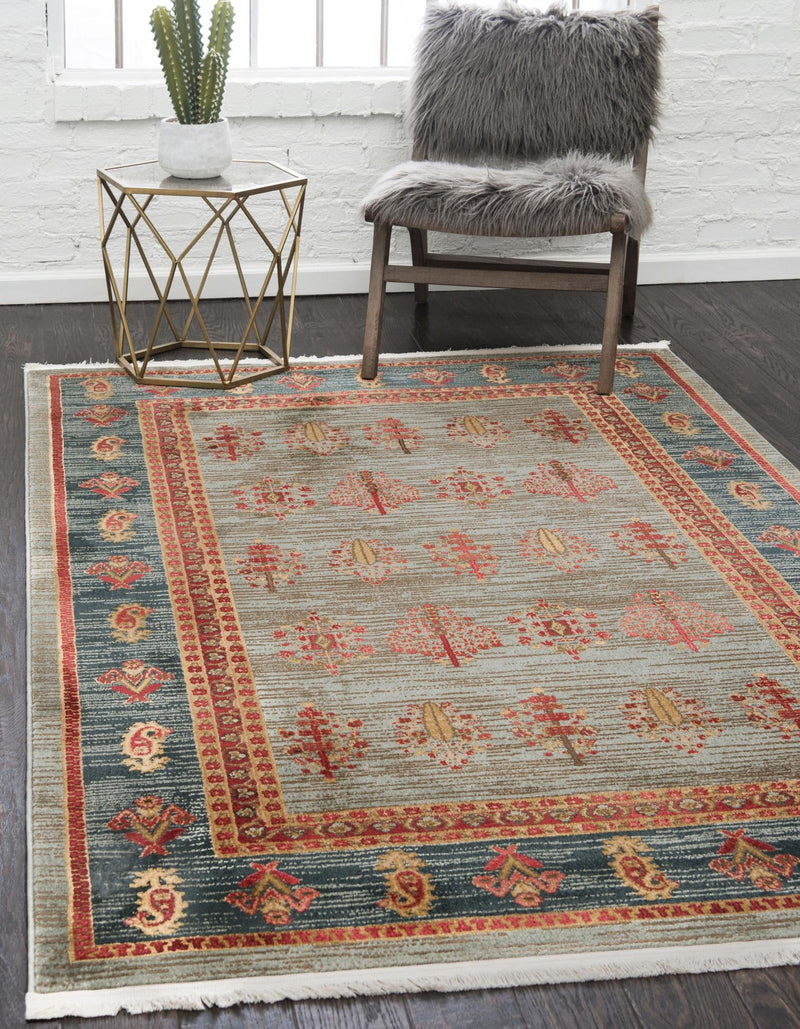 Zagros Oasis Collection Area Rug - Dalahu Rectangular Light Blue lifestyle 19