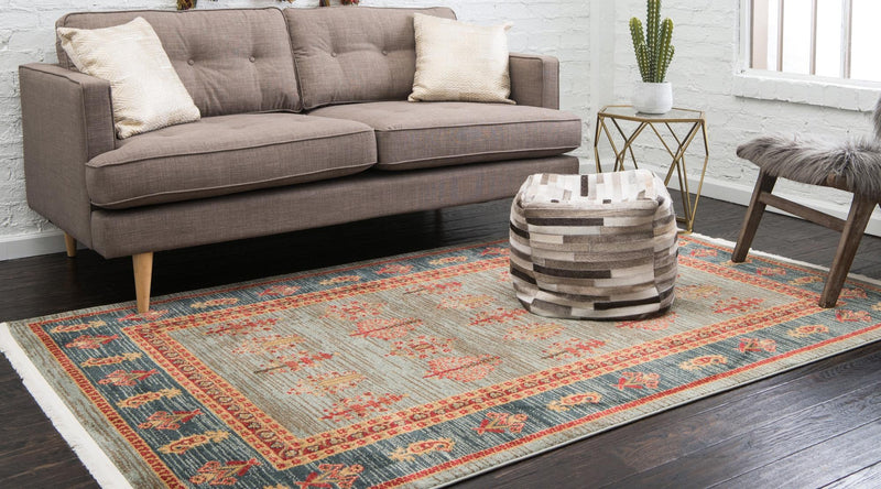 Zagros Oasis Collection Area Rug - Dalahu Rectangular Light Blue lifestyle 22