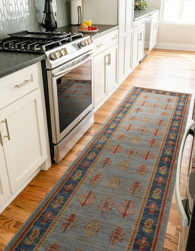 Zagros Oasis Collection Area Rug - Dalahu Runner Light Blue lifestyle 36