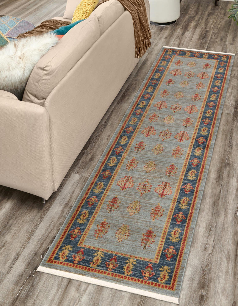 Zagros Oasis Collection Area Rug - Dalahu Runner Light Blue lifestyle 42