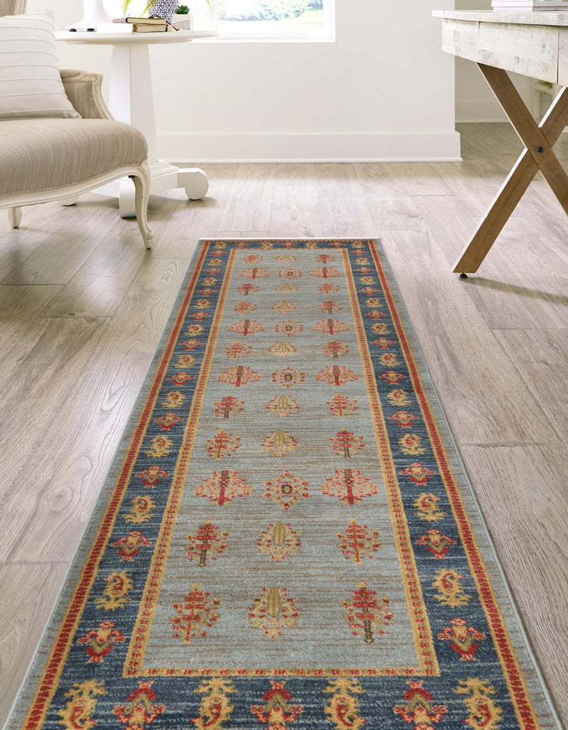 Zagros Oasis Collection Area Rug - Dalahu Runner Light Blue lifestyle 45