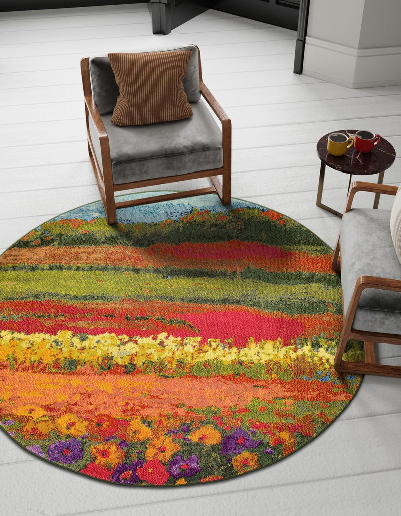 Marrakesh Elegance Collection Area Rug - Taliouine Round Multi lifestyle 26