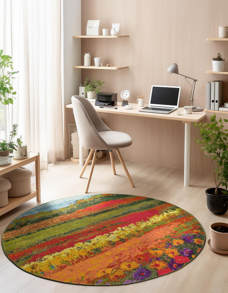 Marrakesh Elegance Collection Area Rug - Taliouine Round Multi lifestyle 49