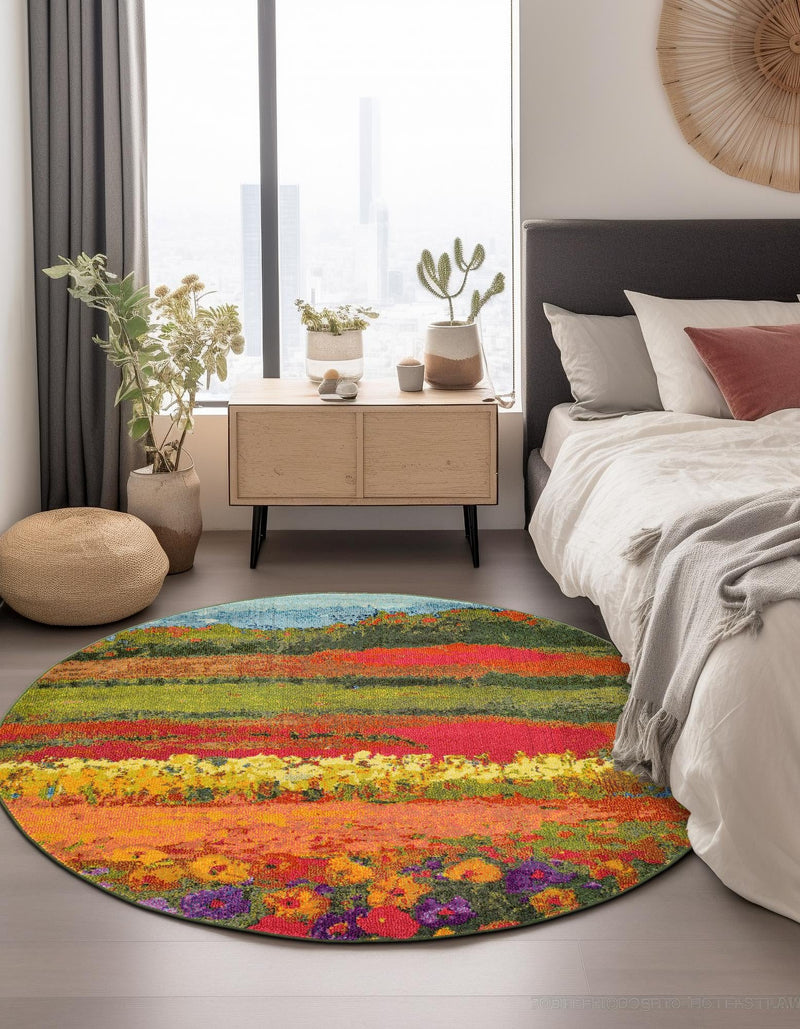 Marrakesh Elegance Collection Area Rug - Taliouine Round Multi lifestyle 52