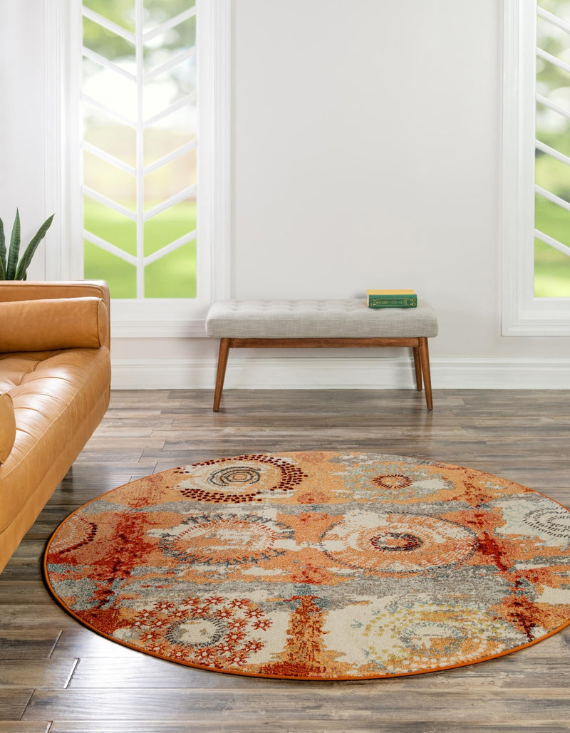 Marrakesh Elegance Collection Area Rug - Goulmima Round Orange lifestyle 31