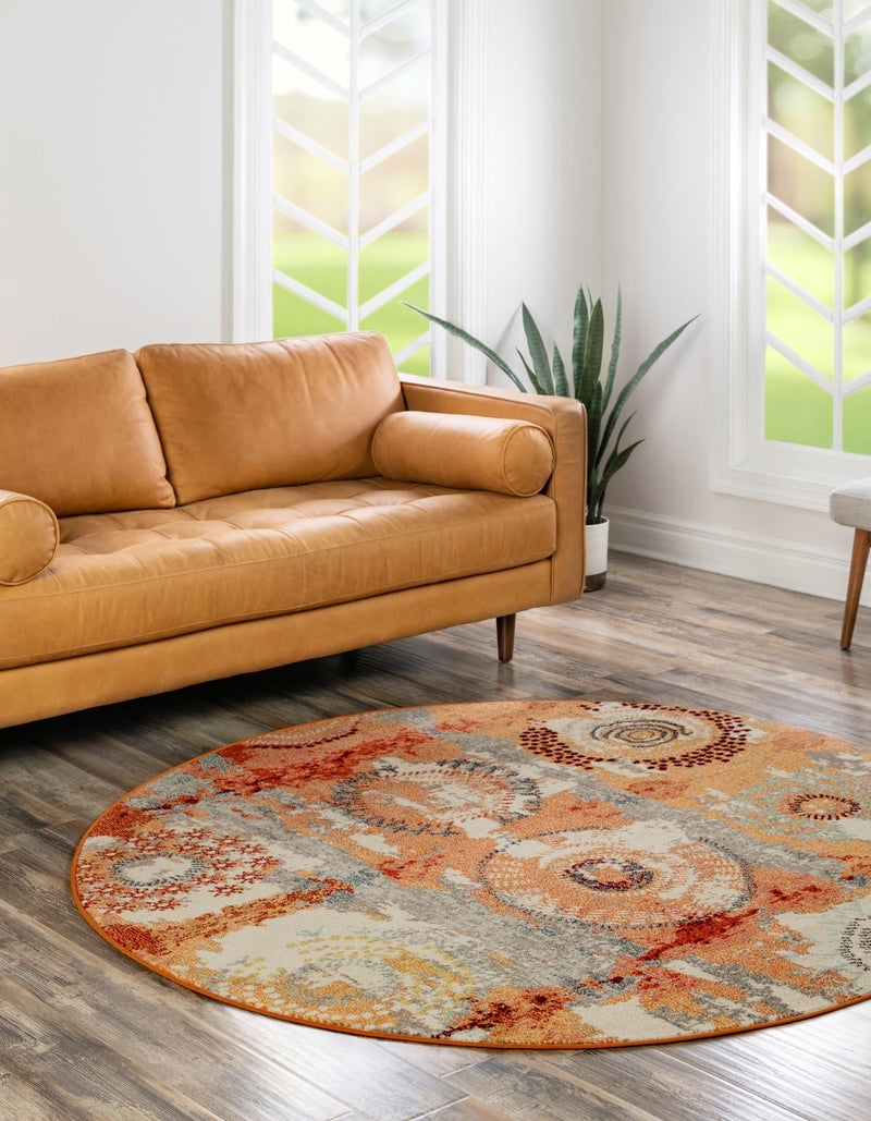 Marrakesh Elegance Collection Area Rug - Goulmima Round Orange lifestyle 36