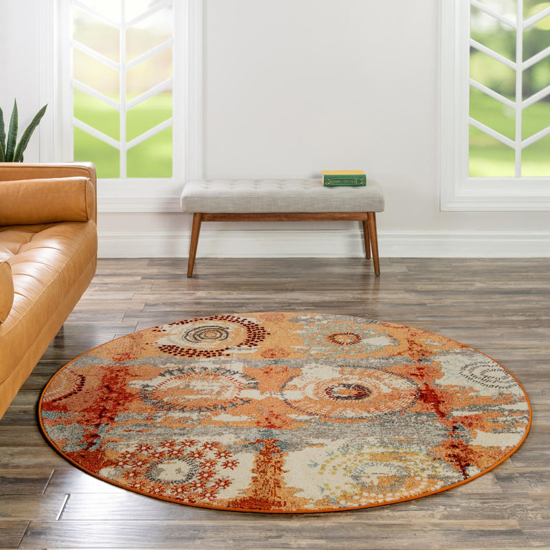 Marrakesh Elegance Collection Area Rug - Goulmima Round Orange lifestyle 60