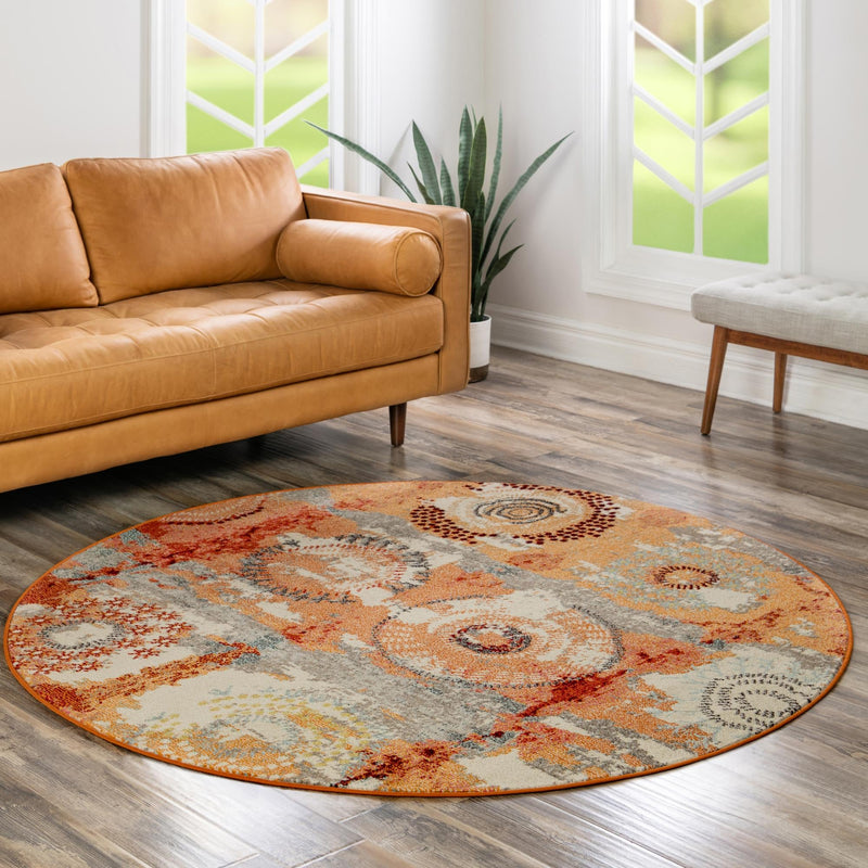 Marrakesh Elegance Collection Area Rug - Goulmima Round Orange lifestyle 61