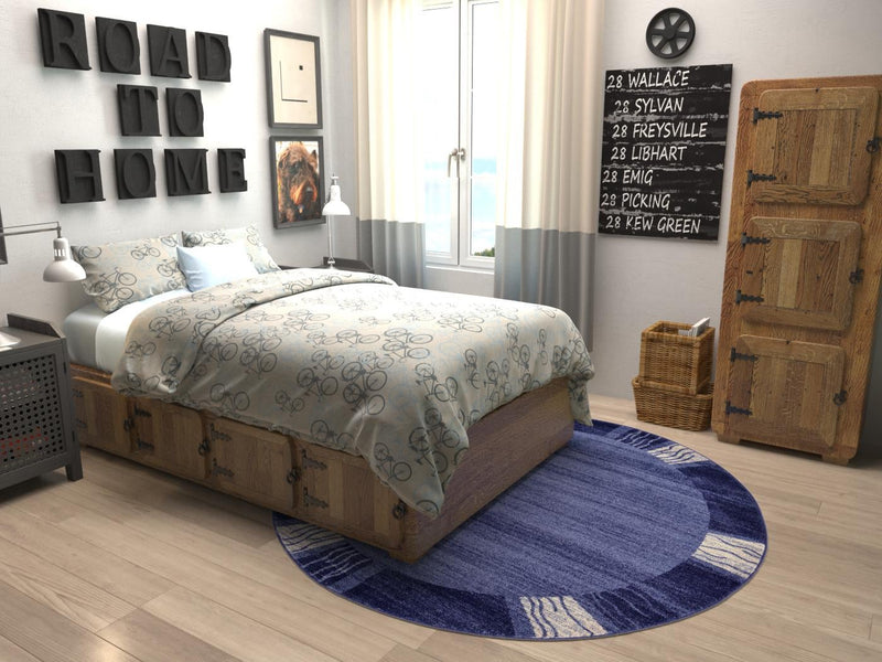Studio Haven Collection Area Rug - Atelier Round Light Blue lifestyle 103
