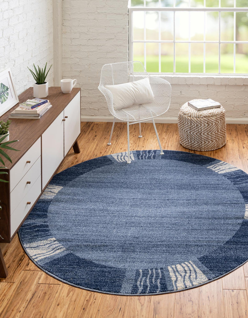 Studio Haven Collection Area Rug - Atelier Round Light Blue lifestyle 89