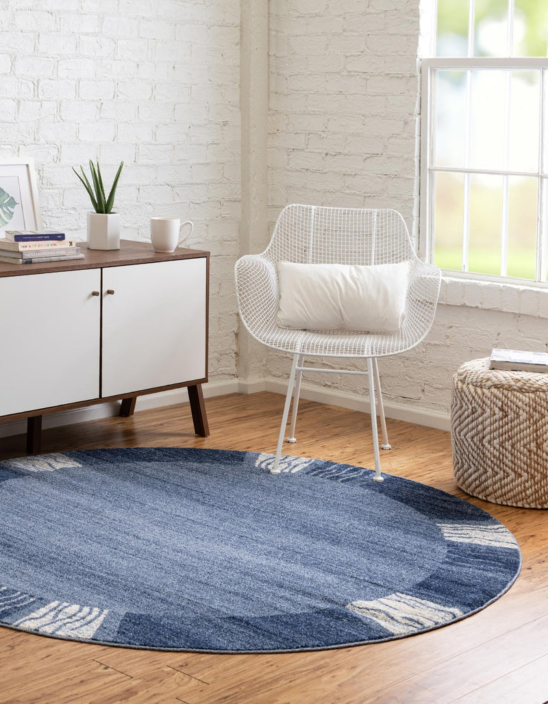 Studio Haven Collection Area Rug - Atelier Round Light Blue lifestyle 117