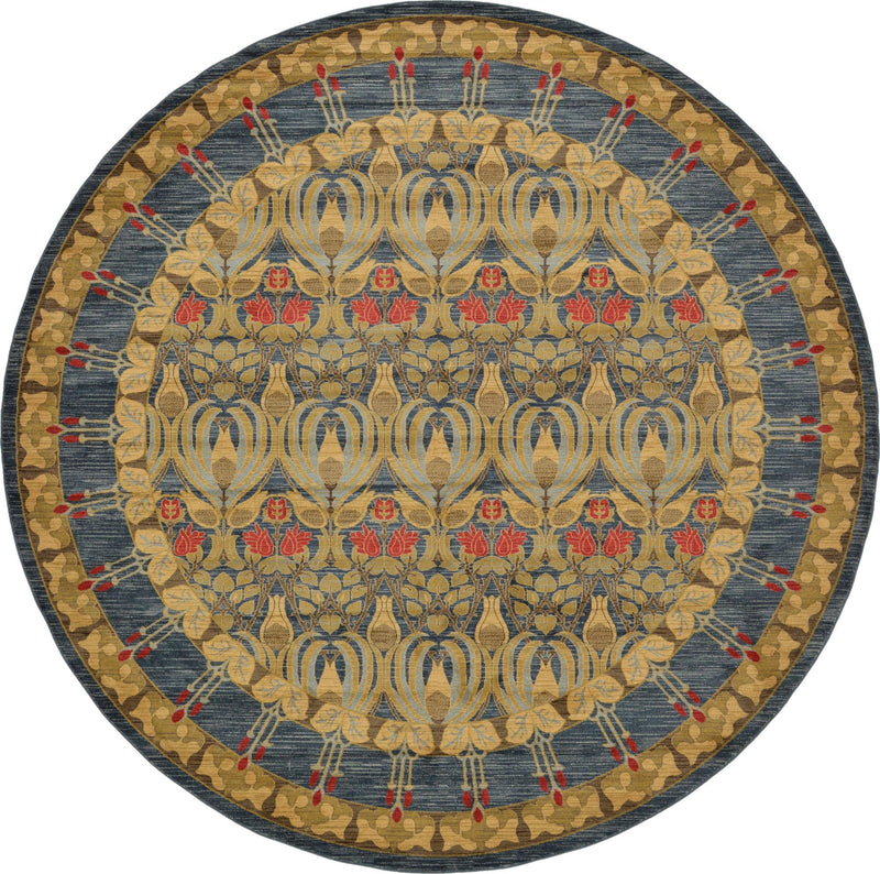 Chelsea Elegance Collection Area Rug - Brompton (Navy Blue) Round Navy Blue lifestyle 8