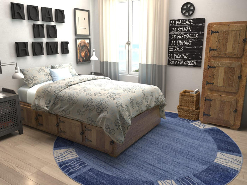 Studio Haven Collection Area Rug - Atelier Round Light Blue lifestyle 104