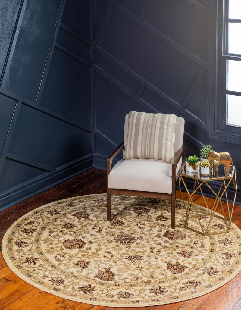 Jaipur Elegance Collection Area Rug - Mani Round Cream lifestyle 25