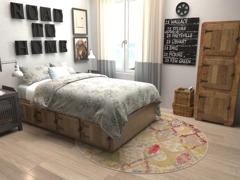 Sedona Vista Collection Area Rug - Manzanita Round Beige lifestyle 20