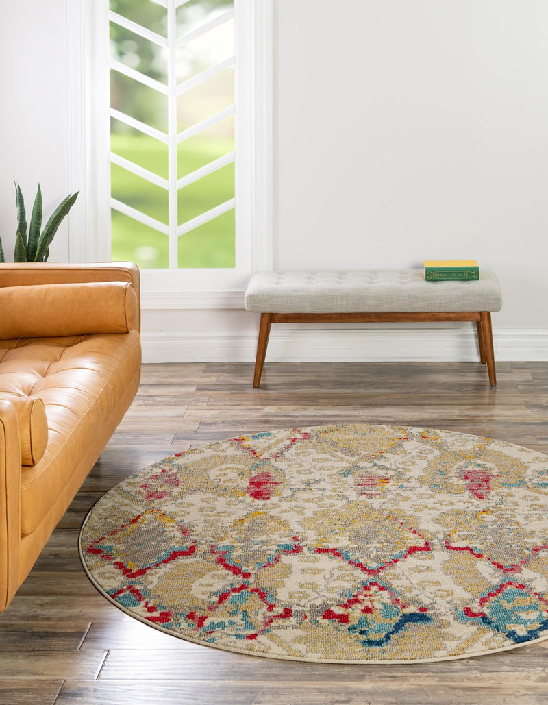 Sedona Vista Collection Area Rug - Manzanita Round Beige lifestyle 16