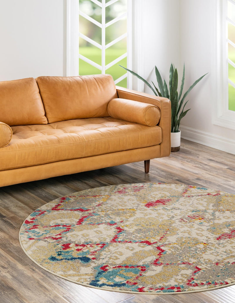 Sedona Vista Collection Area Rug - Manzanita Round Beige lifestyle 22