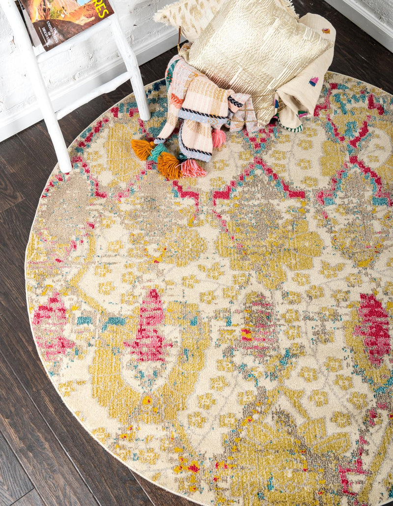 Sedona Vista Collection Area Rug - Manzanita Round Beige lifestyle 29
