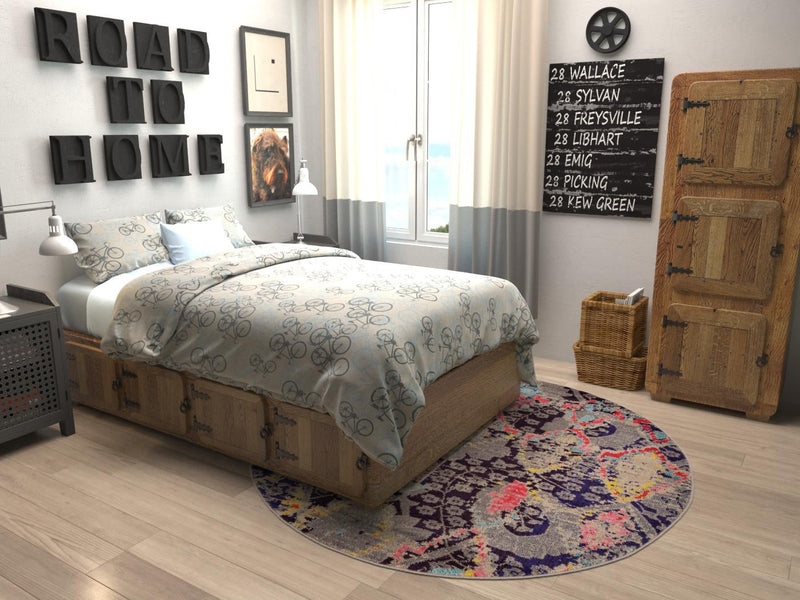 Sedona Vista Collection Area Rug - Manzanita Round Navy Blue lifestyle 24