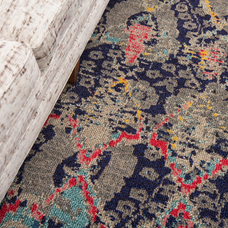 Sedona Vista Collection Area Rug - Manzanita Round Navy Blue lifestyle 40