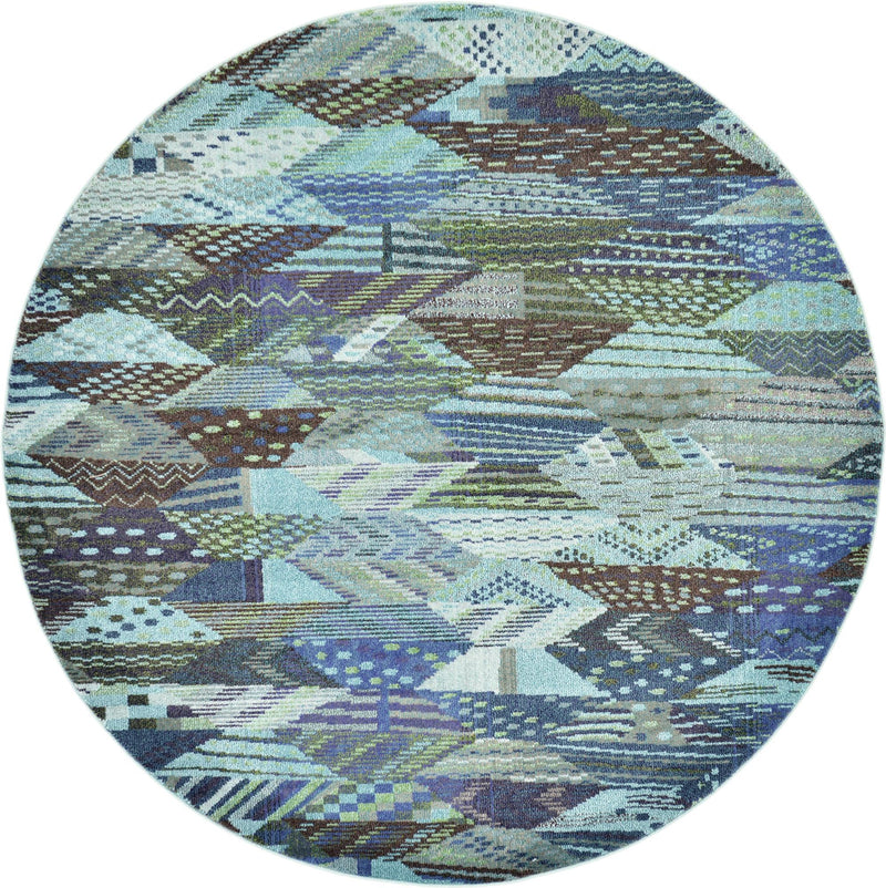Sedona Vista Collection Area Rug - Yucca Round Blue lifestyle 19