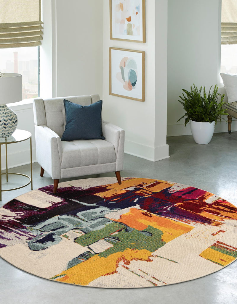 Marrakesh Elegance Collection Area Rug - Riad Round Beige lifestyle 32