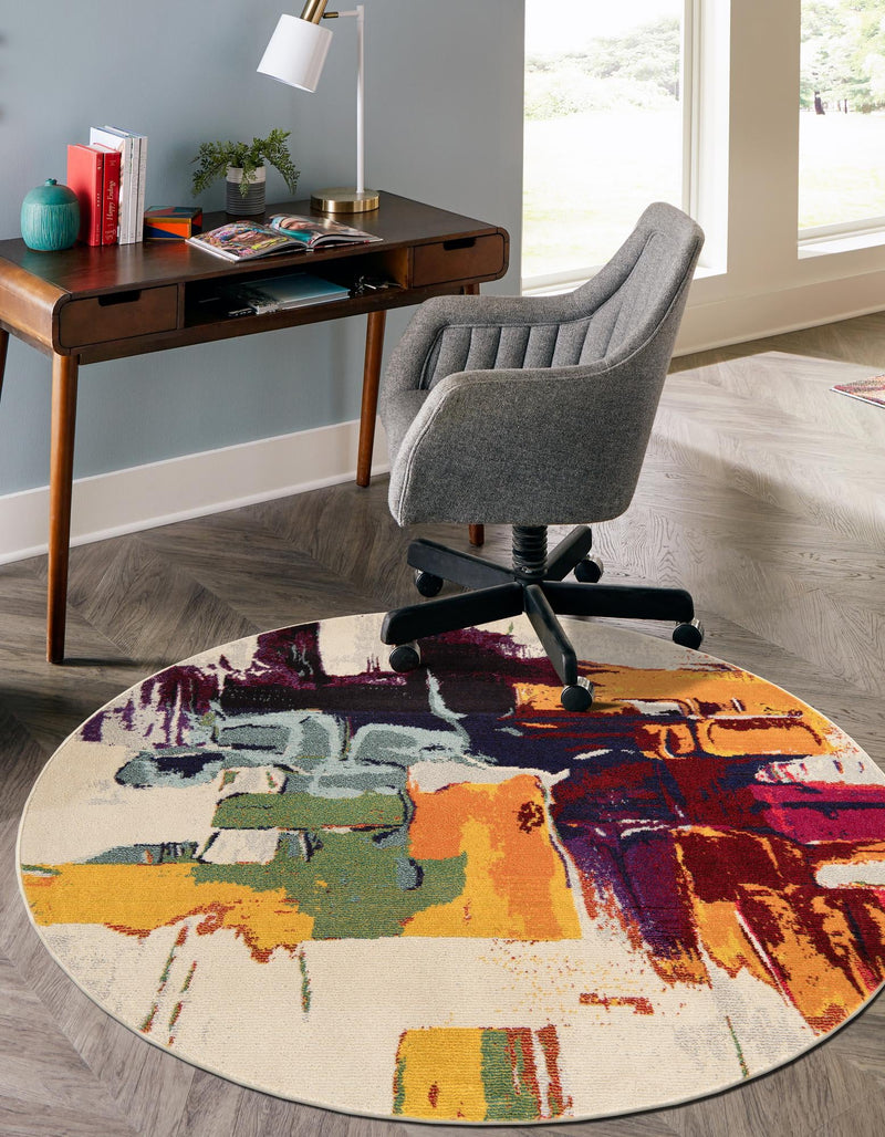 Marrakesh Elegance Collection Area Rug - Riad Round Beige lifestyle 35