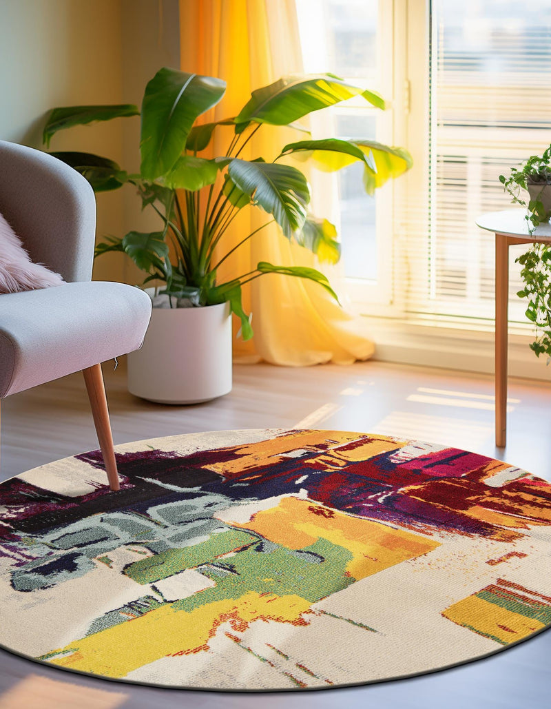 Marrakesh Elegance Collection Area Rug - Riad Round Beige lifestyle 47