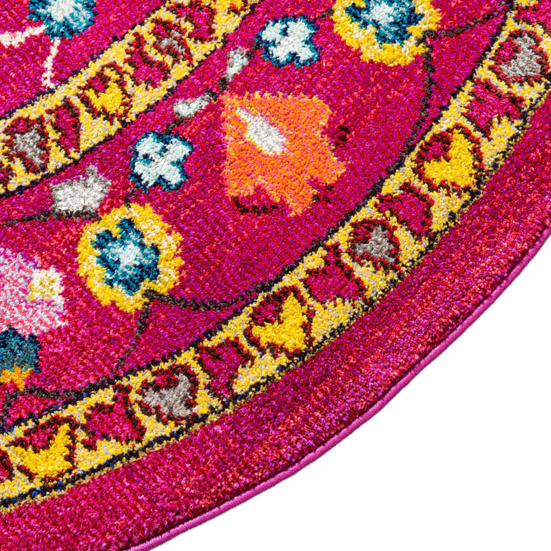 Chateau Elegance Collection Area Rug - Luxembourg Round Pink lifestyle 42