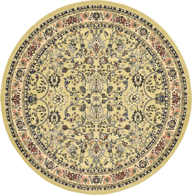 Isfahan Elegance Collection Area Rug - Naghsh-e Jahan (Yellow) Round Yellow lifestyle 2