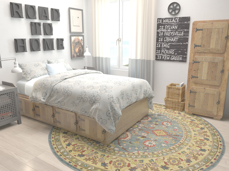 Chelsea Elegance Collection Area Rug - Feltham Round Blue lifestyle 12