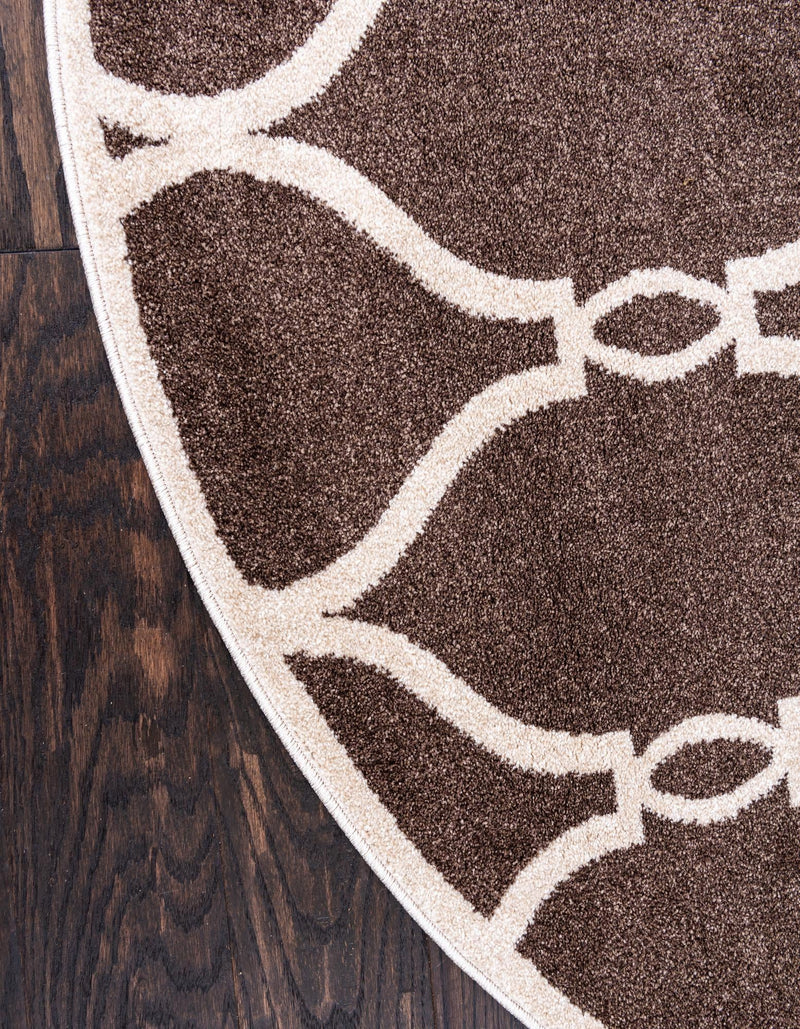 Lattice Gardens Collection Area Rug - Vinehaven Round Brown lifestyle 48