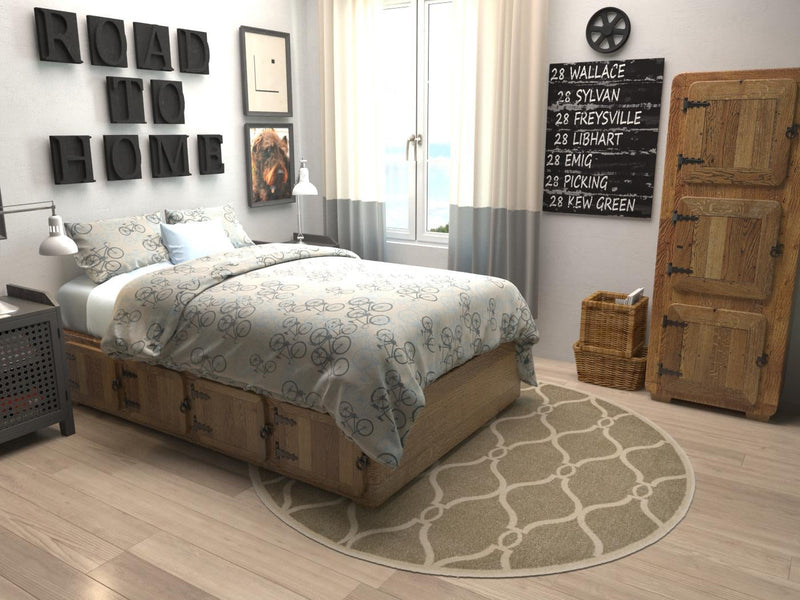 Lattice Gardens Collection Area Rug - Vinehaven Round Beige lifestyle 33