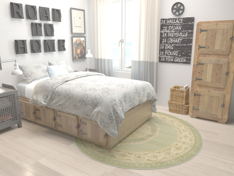 Chelsea Elegance Collection Area Rug - Thames Round Light Green lifestyle 9