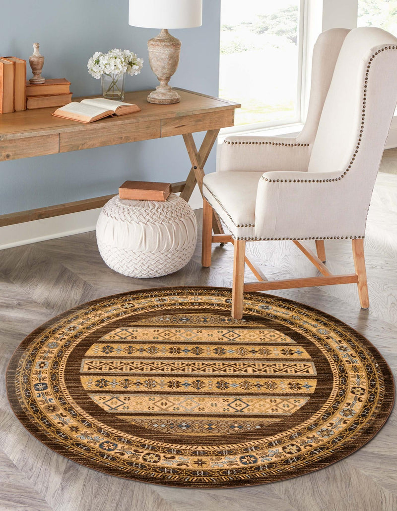 Zagros Oasis Collection Area Rug - Khorramabad Round Brown lifestyle 187