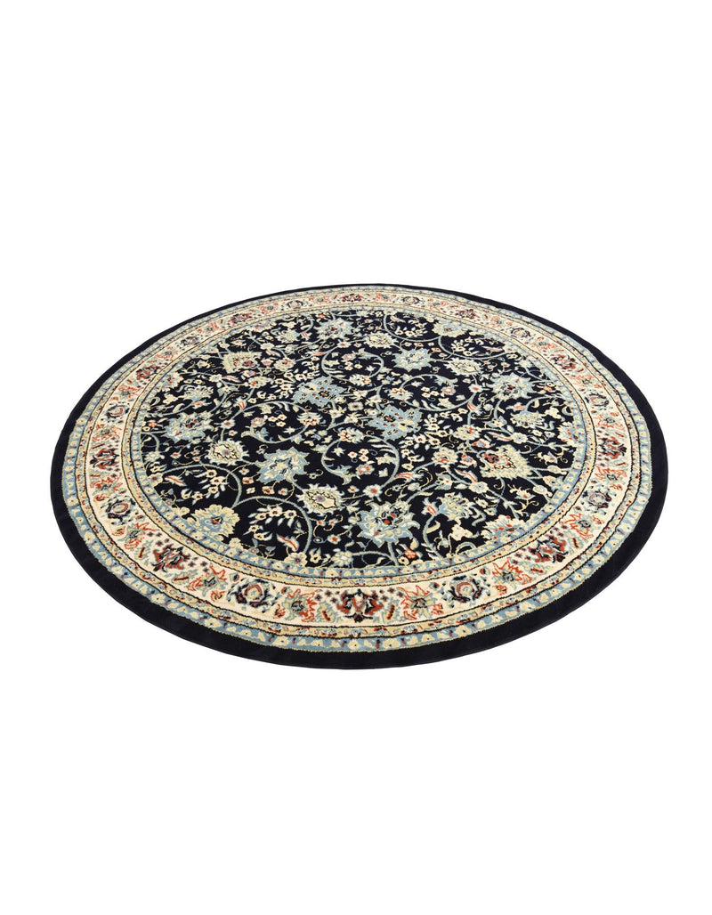 Isfahan Elegance Collection Area Rug - Naghsh-e Jahan (Navy Blue) Round Navy Blue lifestyle 38