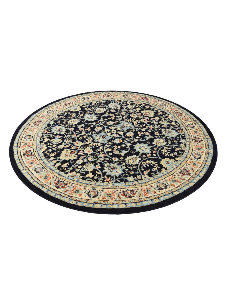 Isfahan Elegance Collection Area Rug - Naghsh-e Jahan (Navy Blue) Round Navy Blue lifestyle 39