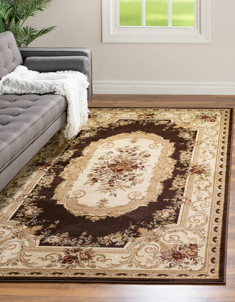 Versailles Elegance Collection Area Rug - Louveciennes (Brown) Rectangle Brown lifestyle 2