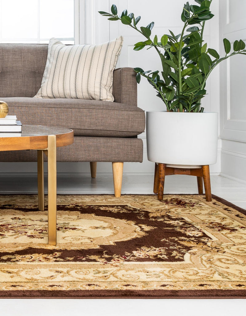 Versailles Elegance Collection Area Rug - Louveciennes (Brown) Rectangle Brown lifestyle 4