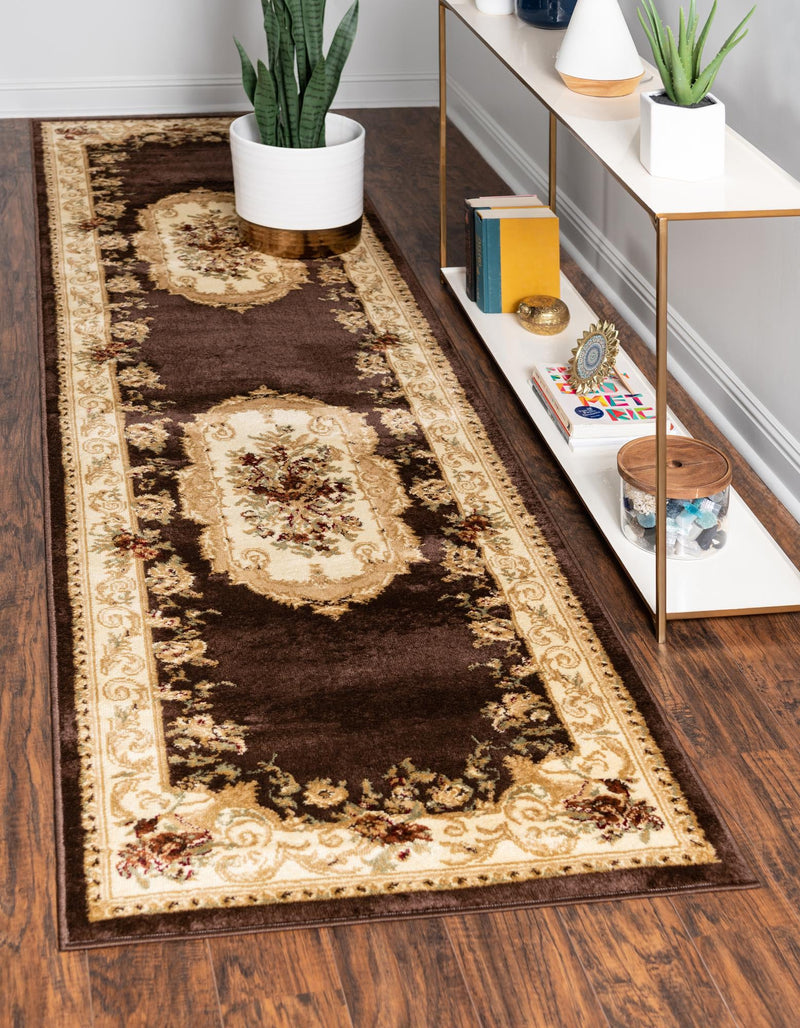 Versailles Elegance Collection Area Rug - Louveciennes (Brown) Runner Brown lifestyle 20