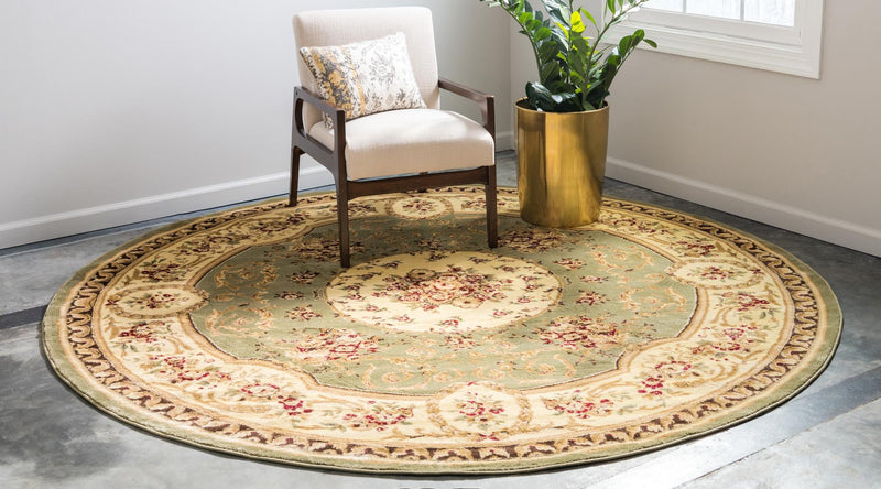 Versailles Elegance Collection Area Rug - Bellevue Round Green lifestyle 84