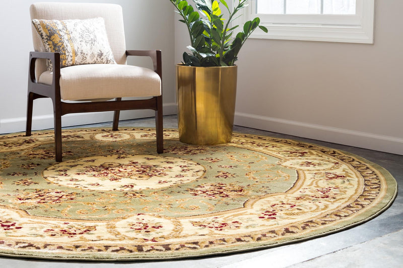 Versailles Elegance Collection Area Rug - Bellevue Round Green lifestyle 95