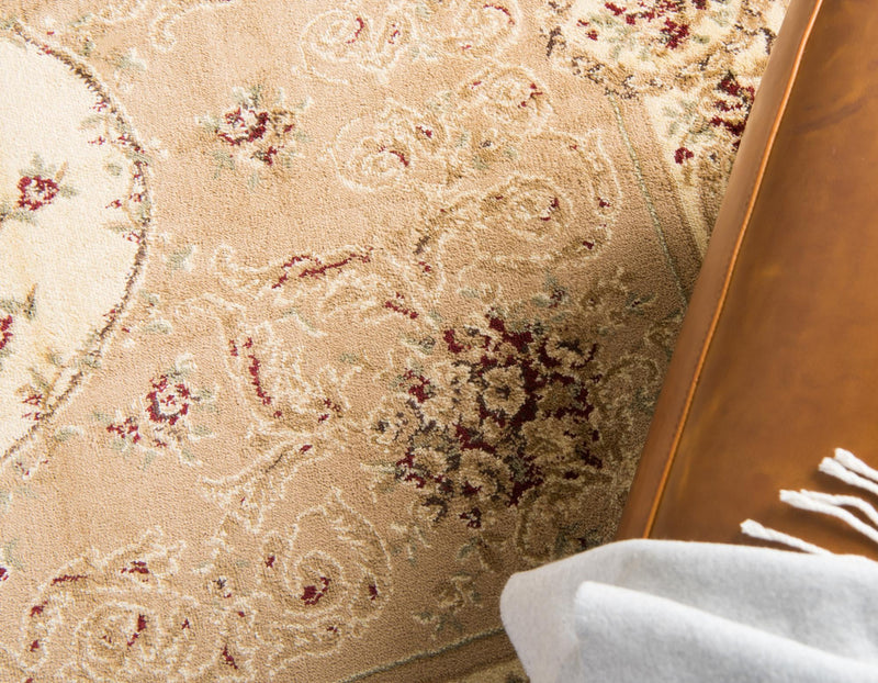 Versailles Elegance Collection Area Rug - Bellevue Round Tan lifestyle 70