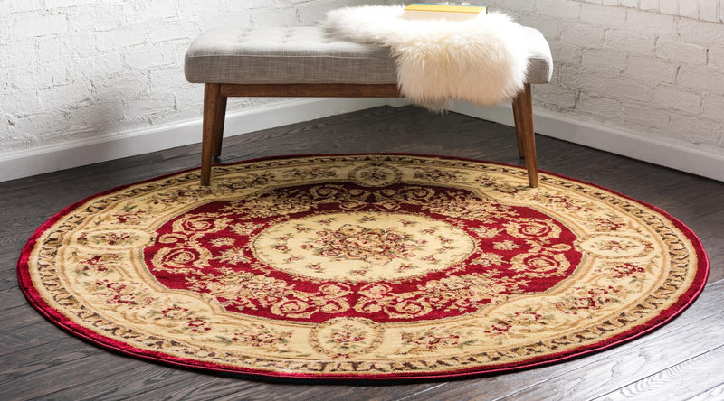 Versailles Elegance Collection Area Rug - Bellevue Round Red lifestyle 60