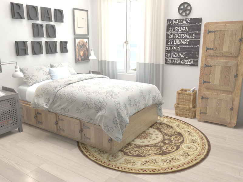 Versailles Elegance Collection Area Rug - Saint-Cloud Round Brown lifestyle 10