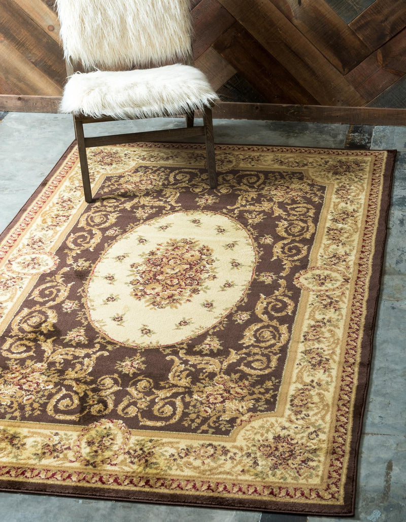 Versailles Elegance Collection Area Rug - Saint-Cloud Rectangle Brown lifestyle 2
